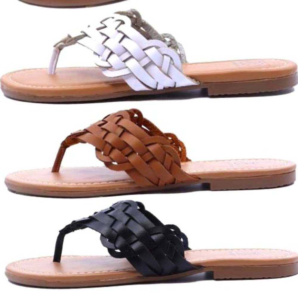 Lexi Braided Thong Sandal in White